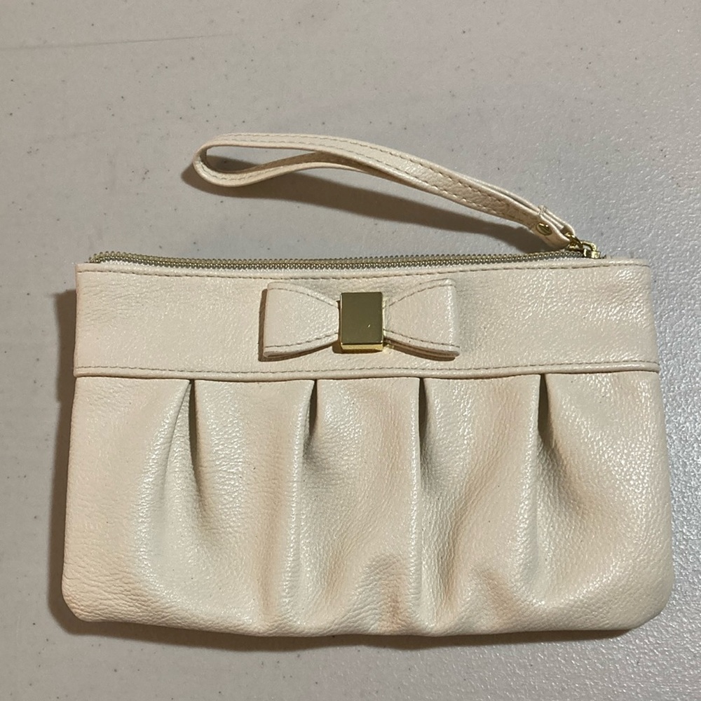 Ivory Clutch Purse, No Brand, 5" X 8"